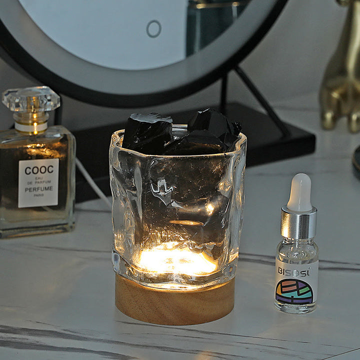 Lámpara de aromaterapia con aceite esencial de cristal con piedra de vidrio irregular de Olivenorma