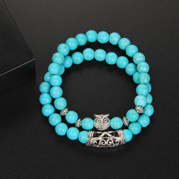 Pulsera de cuentas de cristal natural con forma de búho de Olivenorma 