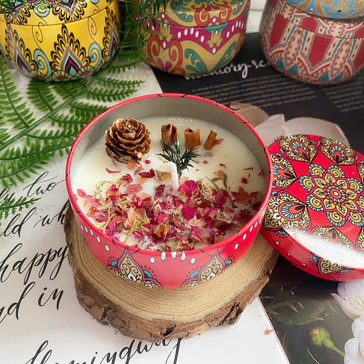 Vela de aromaterapia con flores secas naturales