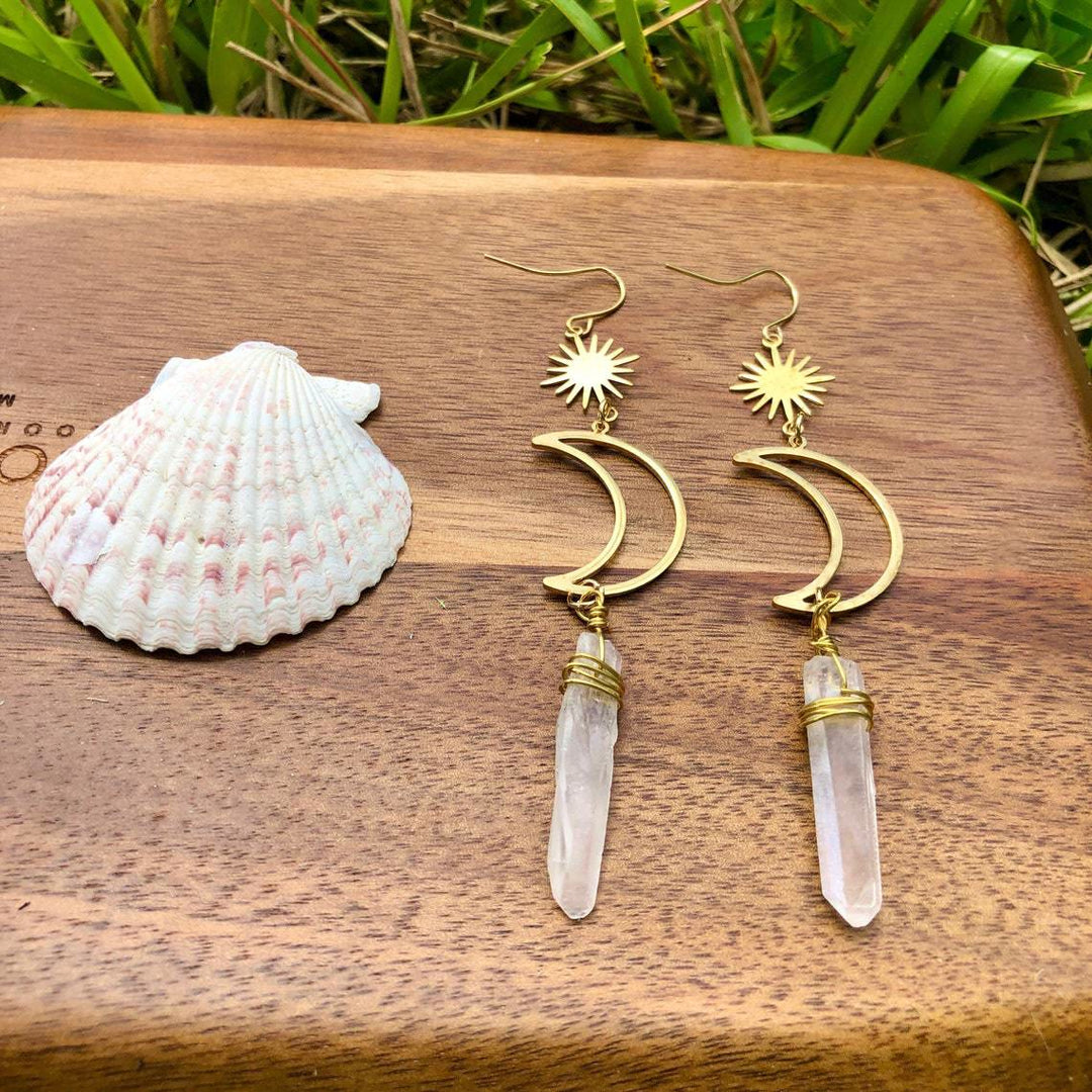 Pendientes de cristal con forma de estrella y luna de Olivenorma
