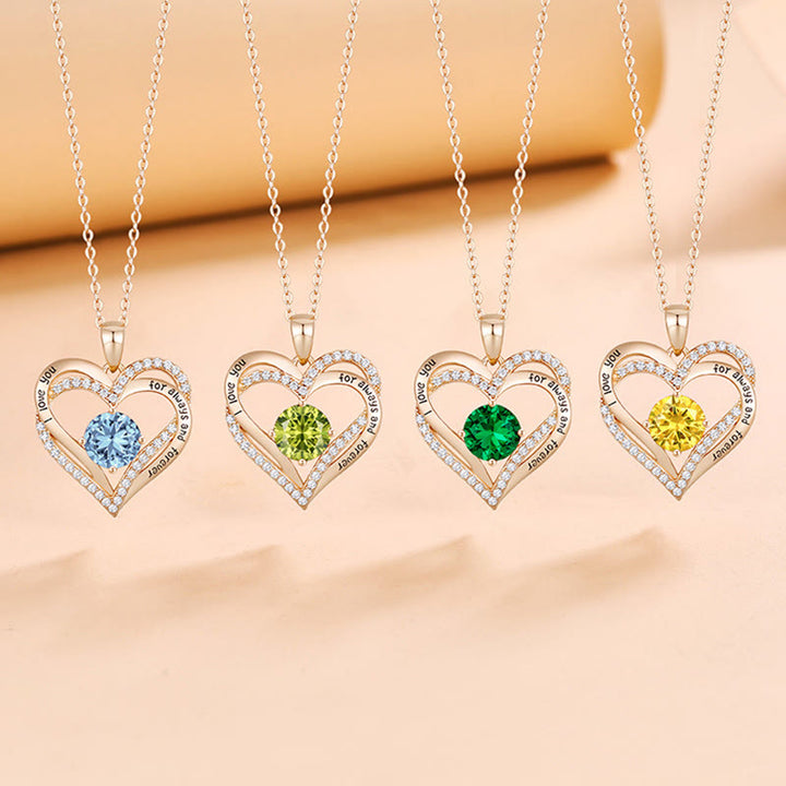 Olivenorma "Te amo por siempre y para siempre" - Collar de corazón en tono de nacimiento 