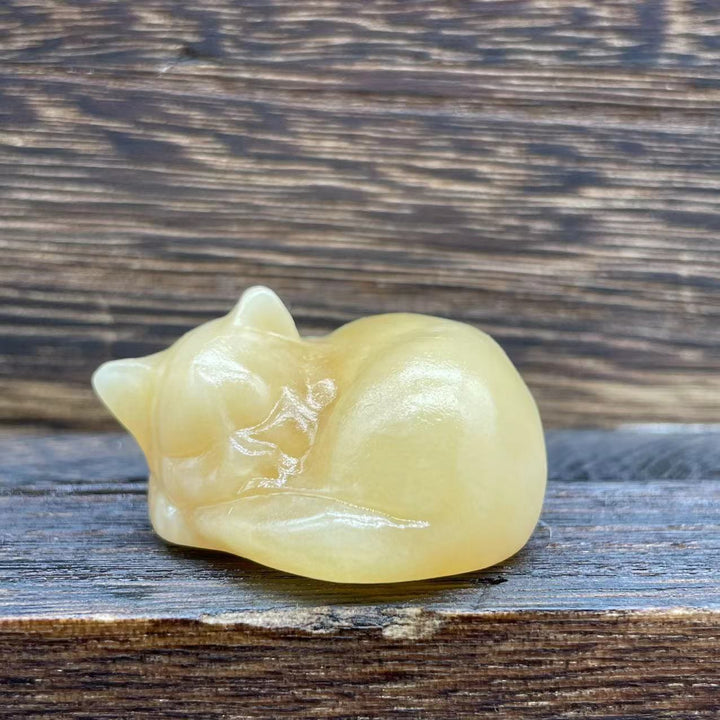 Adorno con piedras preciosas de gato de cristal natural de 4 cm de Olivenorma
