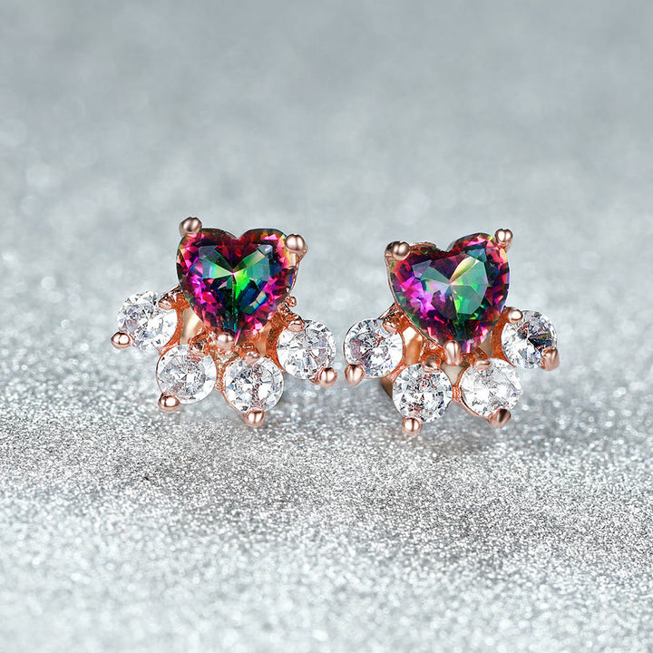 Pendientes de pata de gatito con circonita blanca y ópalo kawaii de Olivenorma