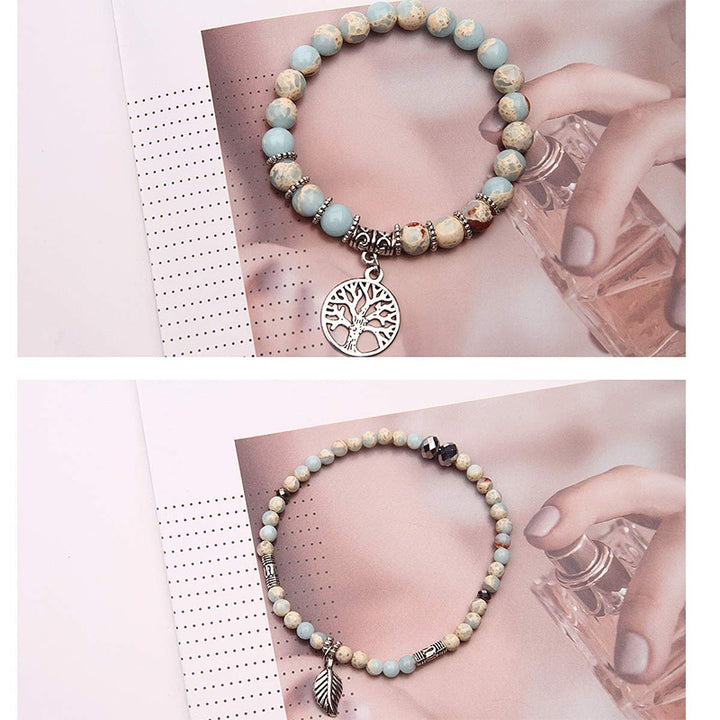 Pulsera con arbol de la vida de piedra del emperador Olivenorma