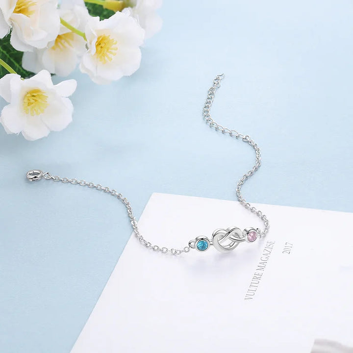 Pulsera de corazón personalizada de 2 a 5 piedras natales de Olivenorma 
