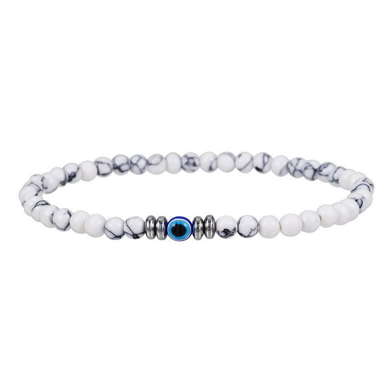Pulsera de cuentas de ojo malvado de piedra natural de 4 mm para hombre de Olivenorma 
