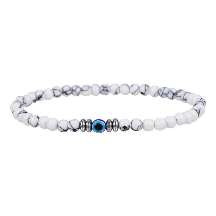 Pulsera de cuentas de ojo malvado de piedra natural de 4 mm para hombre de Olivenorma 