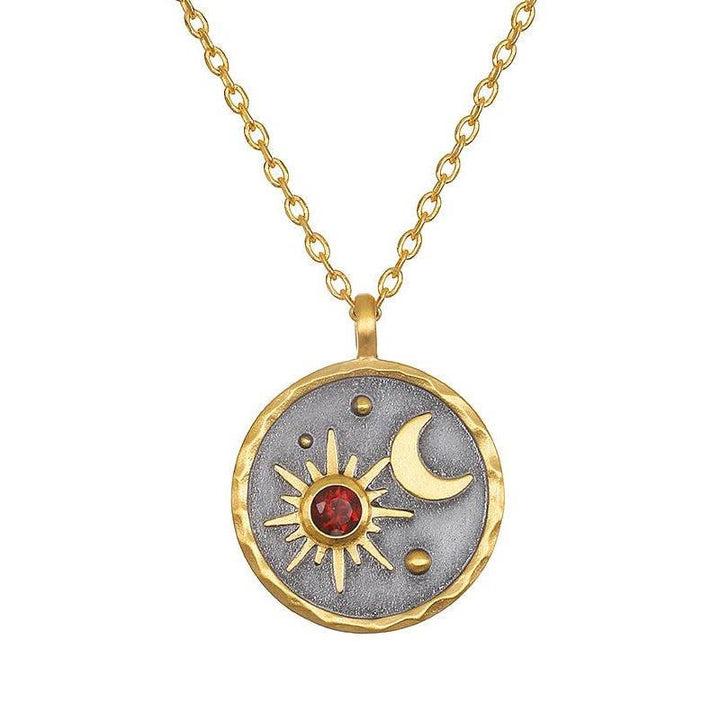 Collar con piedra natal de sol y luna "Día y noche" de Olivenorma
