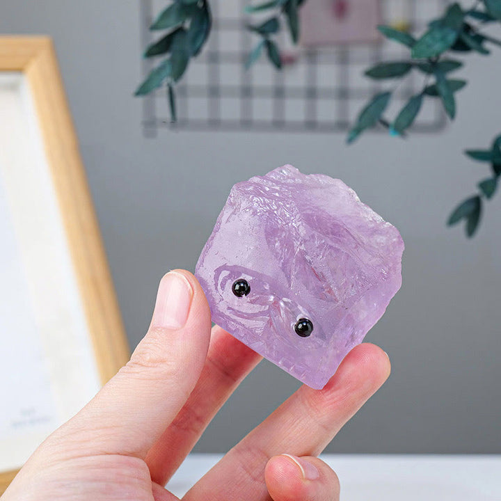 Piedras preciosas de cristal natural en bruto de Olivenorma con forma de erizo elfo