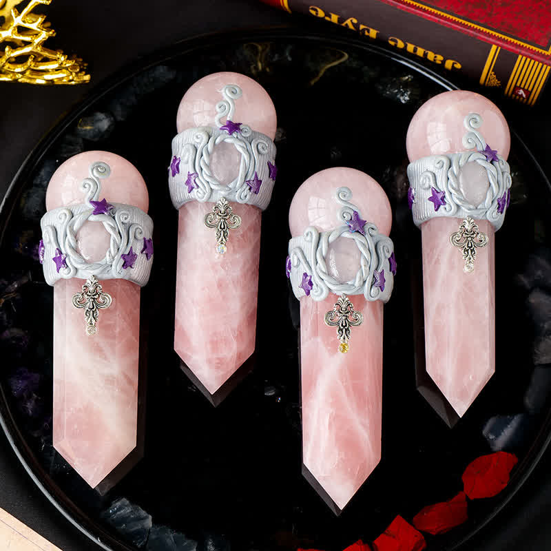Varitas de cristal de cuarzo rosa natural de Olivenorma