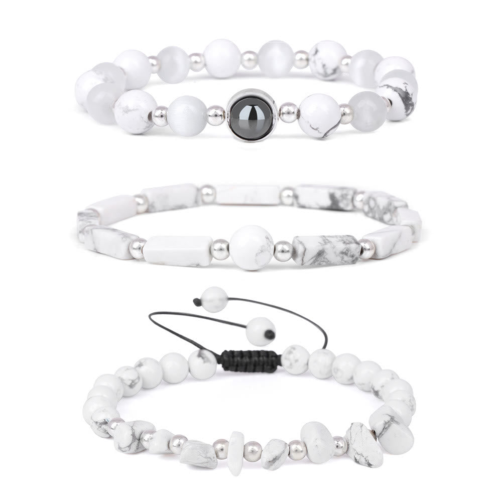 Juego de 3 pulseras de cristal natural "Healing Wishes" de Olivenorma 