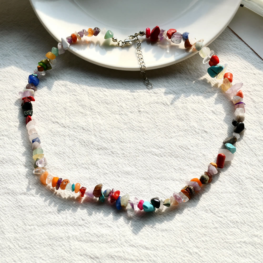 Collar de piedra de cristal pulida de forma irregular de Olivenorma
