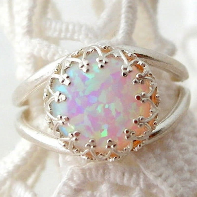 Anillo de ópalo azul bañado en oro sobre plata de ley 925 "Energía de paz" de Olivenorma