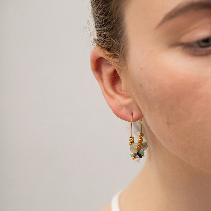 Pendientes de acero inoxidable con grava natural de Olivenorma