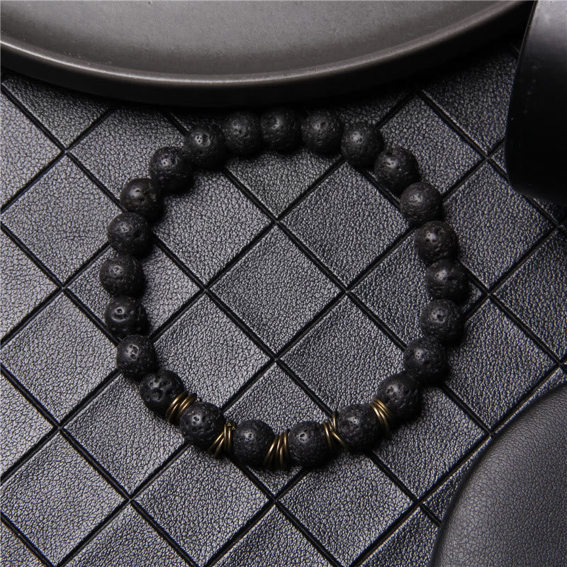Pulsera elástica de yoga con cuentas de piedra natural pulida de 8 mm de Olivenorma