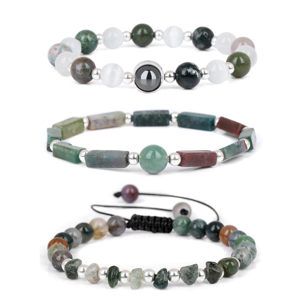 Juego de 3 pulseras de cristal natural "Healing Wishes" de Olivenorma 