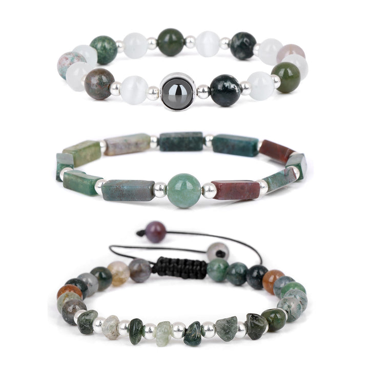Juego de 3 pulseras de cristal natural "Healing Wishes" de Olivenorma 
