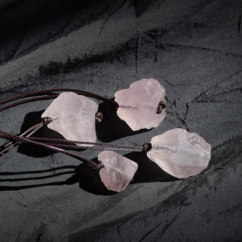 Collar de piedra preciosa de cuarzo rosa natural 