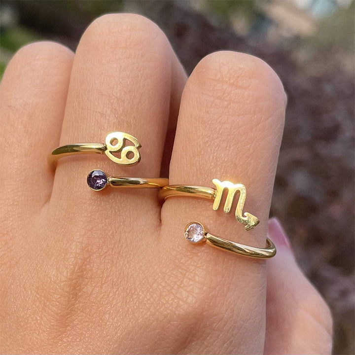 Anillo con piedra de nacimiento del zodíaco Olivenorma