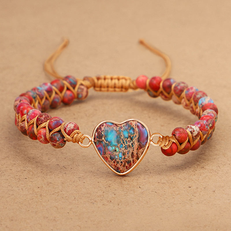 Pulsera de corazón de piedra roja del emperador Olivenorma