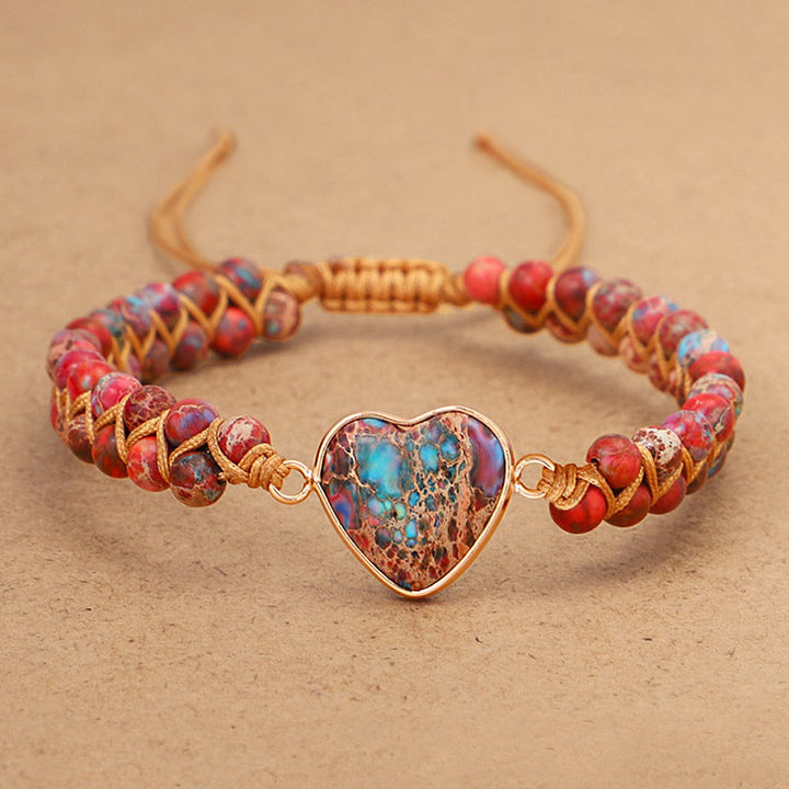 Pulsera de corazón de piedra roja del emperador Olivenorma