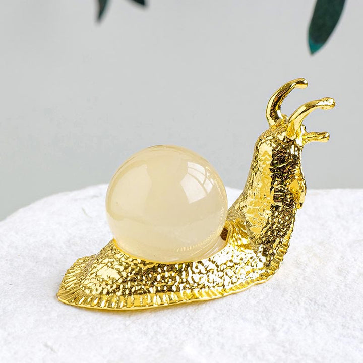 Soporte para bolas de cristal natural de Olivenorma, pequeño caracol decorativo con piedras preciosas