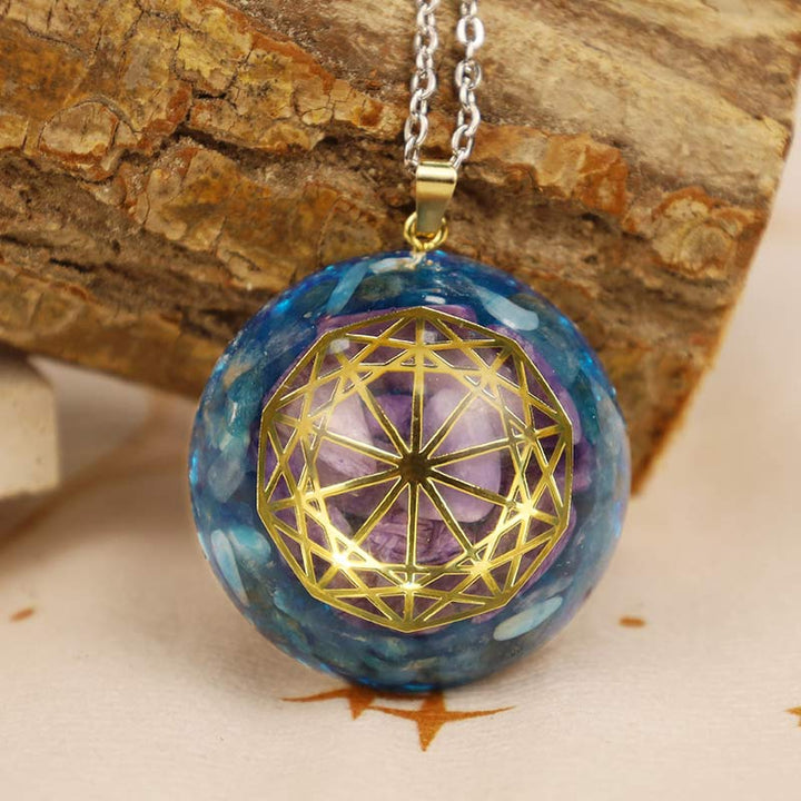Collar de protección de cuarzo azul con amatista de Olivenorma 
