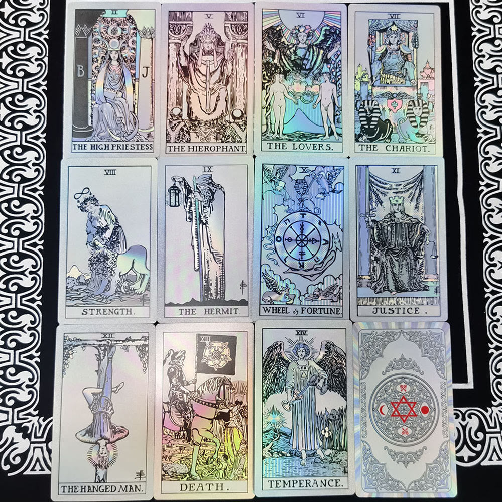 Baraja de tarot con láser brillante y lámina dorada bronceadora de Olivenorma