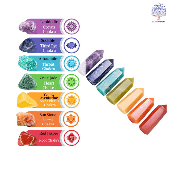 Juego de varitas de cristal decorativas con piedras crudas para chakras de Olivenorma