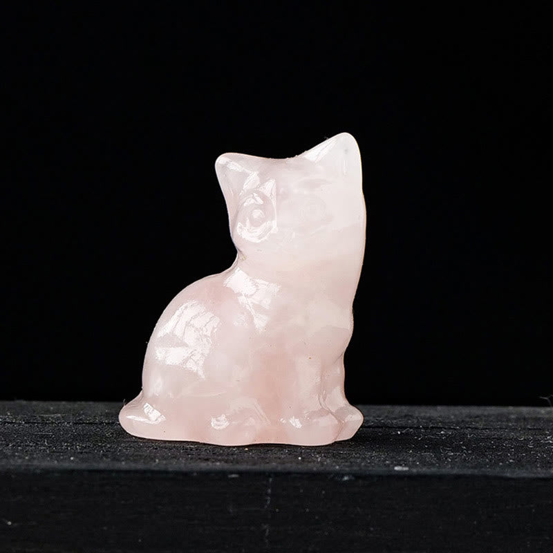 Adorno con piedra preciosa tallada en forma de gato de la suerte de cristal natural de Olivenorma