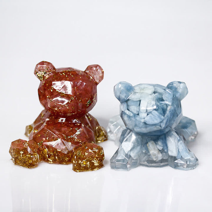Espejo de cristal de Olivenorma con forma de oso y piedras preciosas decorativas