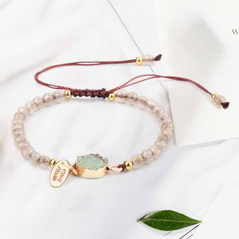 Pulsera de amatista, aventurina verde y cuarzo rosa de Olivenorma