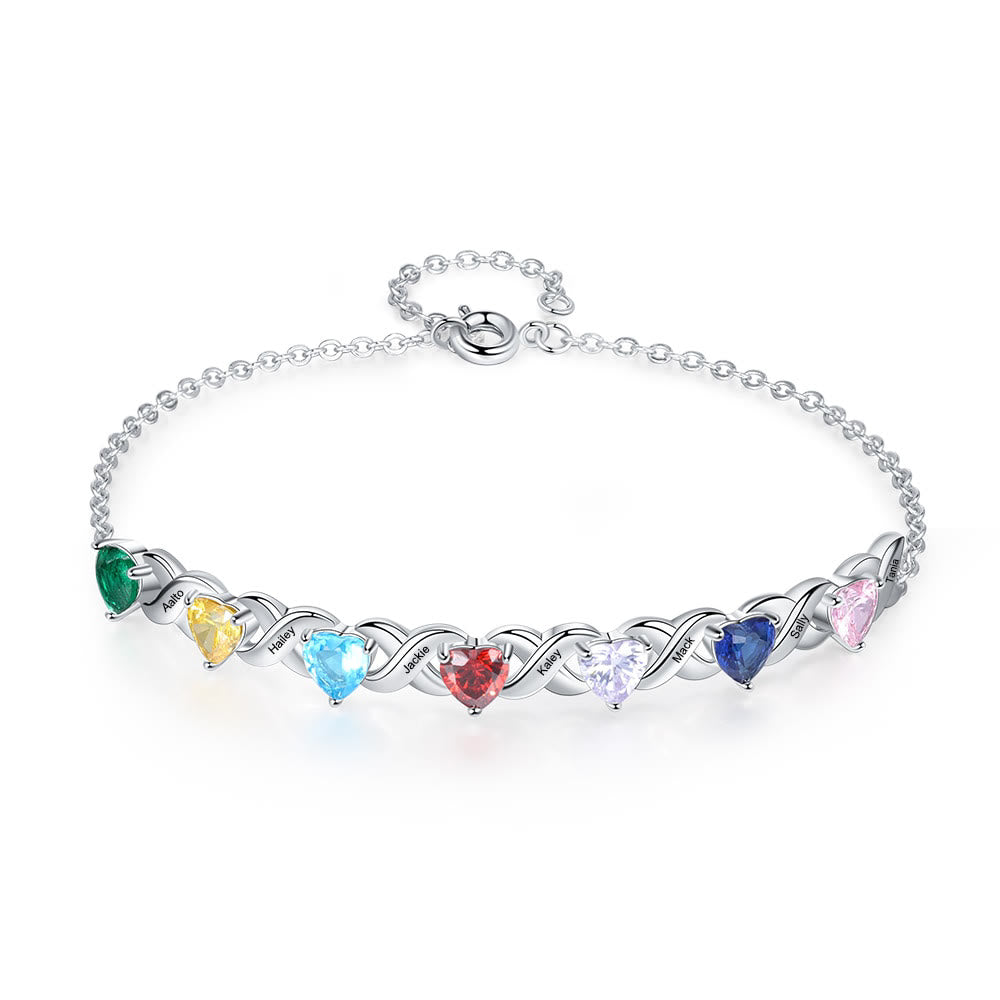Pulsera con piedra natal de madre grabada personalizada de Olivenorma