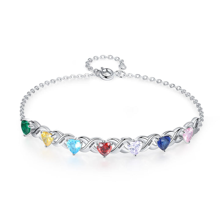 Pulsera con piedra natal de madre grabada personalizada de Olivenorma