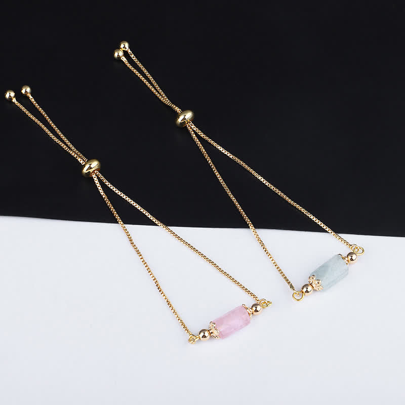 Pulsera delicada de cadena dorada con cristales naturales de Olivenorma 