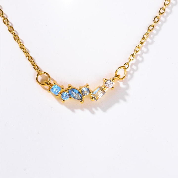 Collar de oro bañado en cobre con colgante de cuentas de piedra natal múltiple de Olivenorma