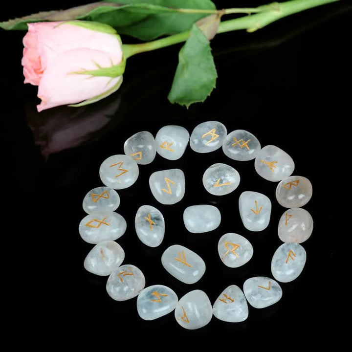 Piedra preciosa tallada con alfabeto rúnico de Olivenorma, equilibrio de piedra, decoración