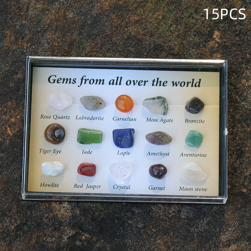 Juego de 15 piezas de piedras preciosas de cristal de piedra natural Olivenorma