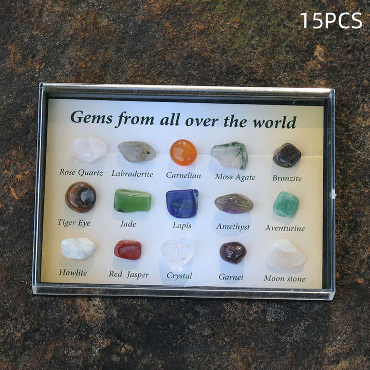 Juego de 15 piezas de piedras preciosas de cristal de piedra natural Olivenorma