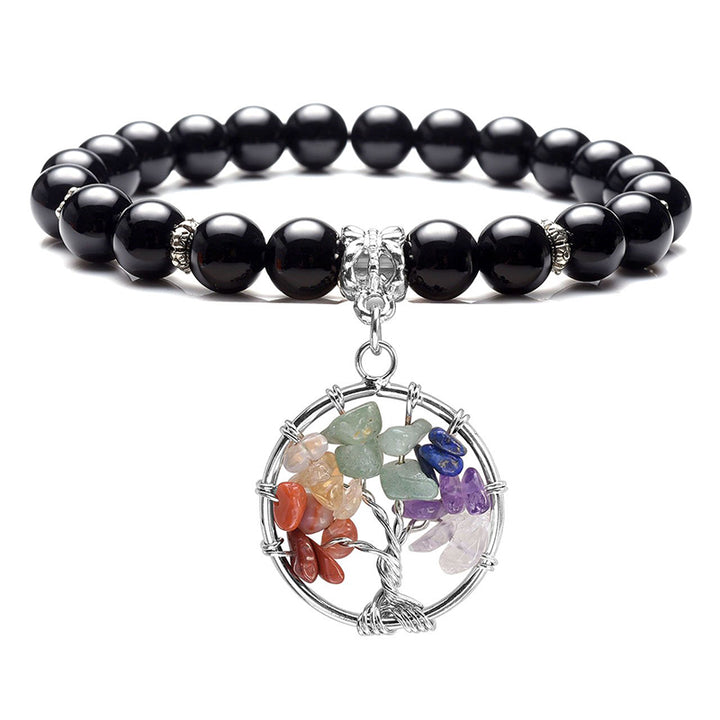 Pulsera de amatista con el árbol de la vida de los chakras.