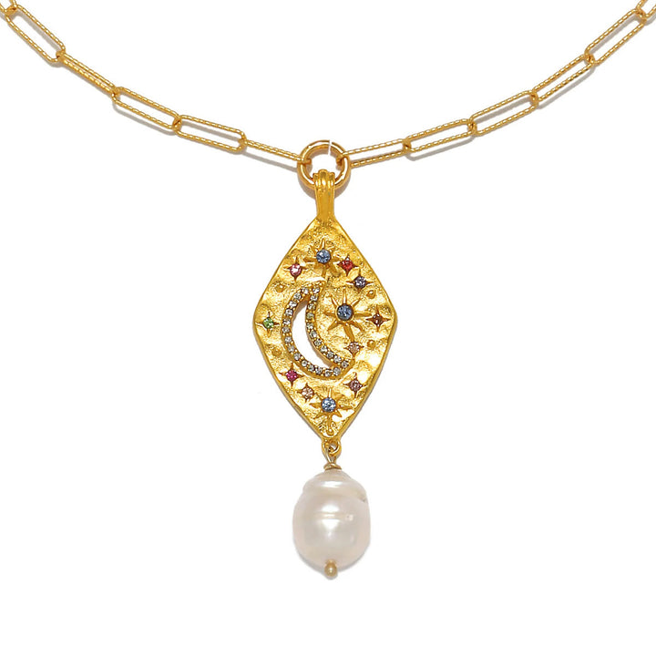 Collar con colgante de amuleto de mal de ojo de cristal natural de Olivenorma