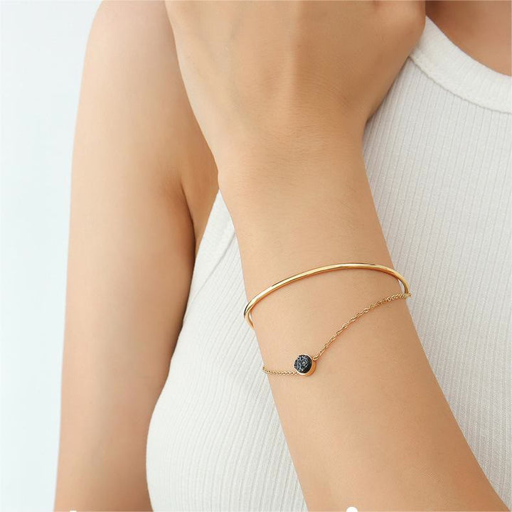 Pulsera de turmalina negra de doble capa bañada en oro de 18 k de Olivenorma