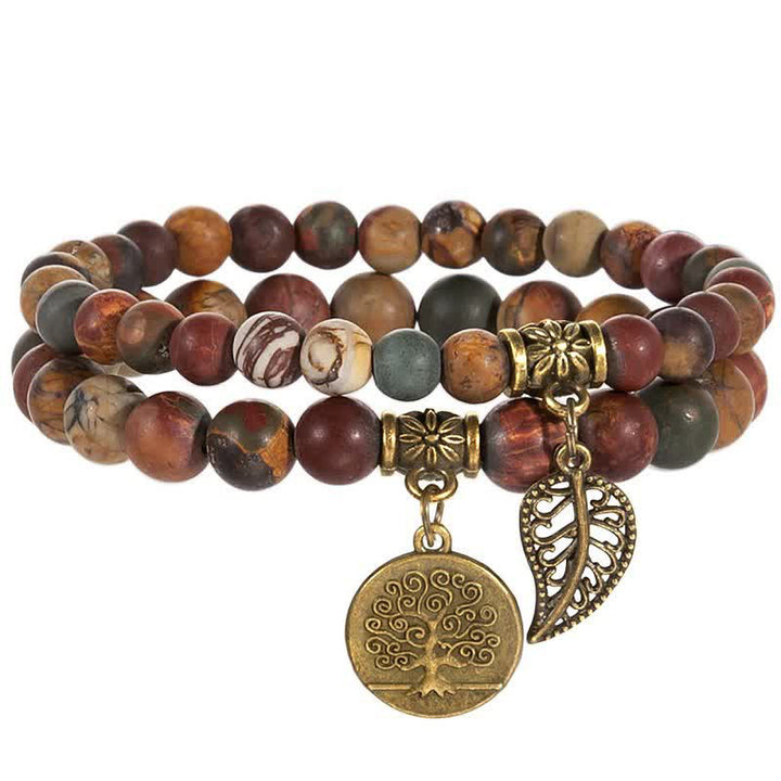 Pulsera de calma y paz con jaspe pictórico de Olivenorma