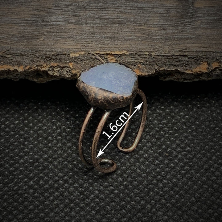 Anillo ajustable con doce piedras de nacimiento de piedra irregular natural en bruto de Olivenorma 