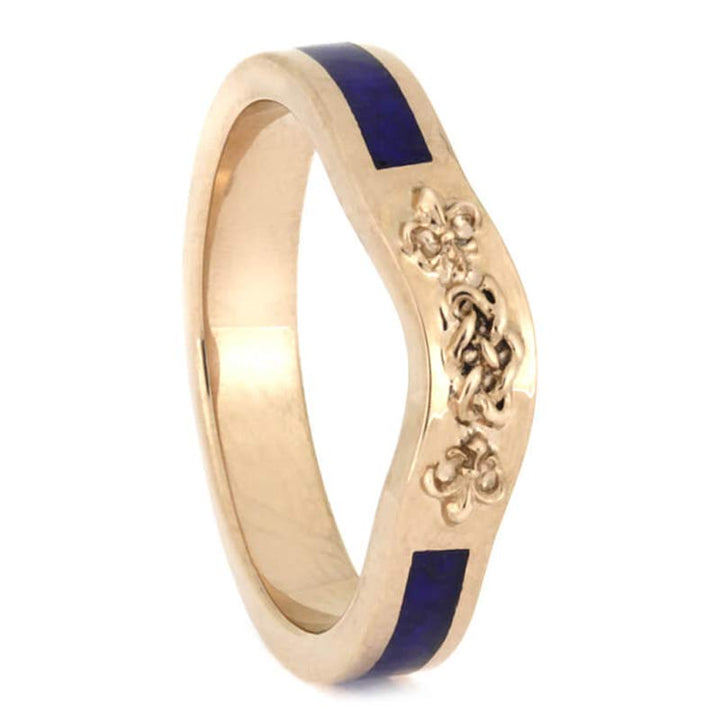 Juego de anillos de novia con nudo celta y lapislázuli de Olivenorma