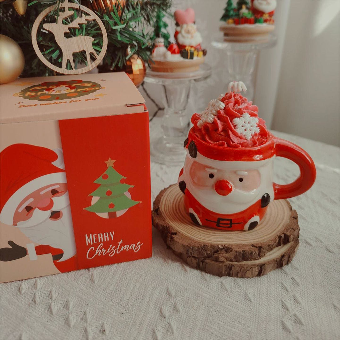 Vela navideña con forma de alce, muñeco de nieve y Papá Noel de Olivenorma 
