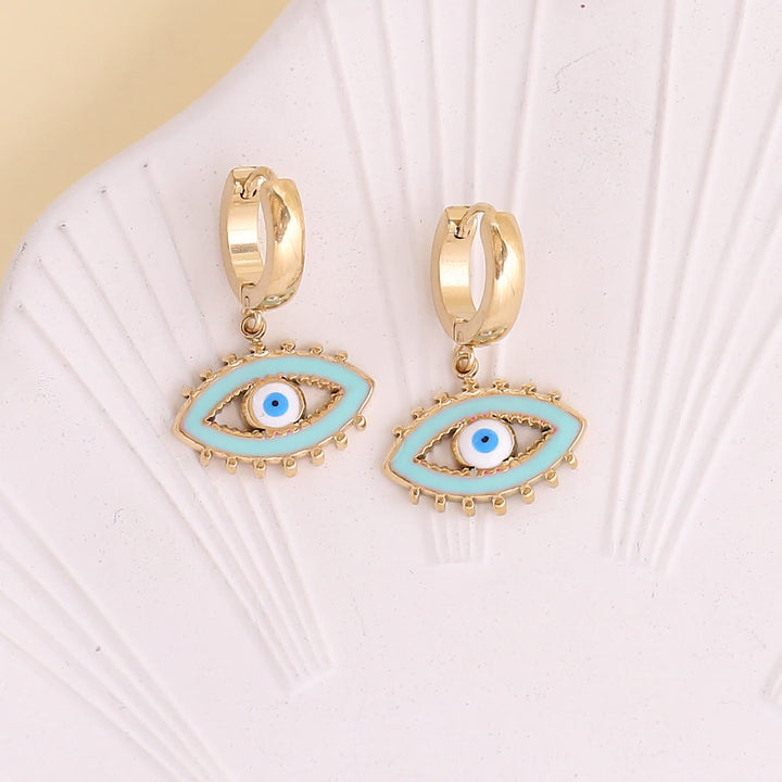 Pendientes de ojo malvado de resina epoxi de color Olivenorma
