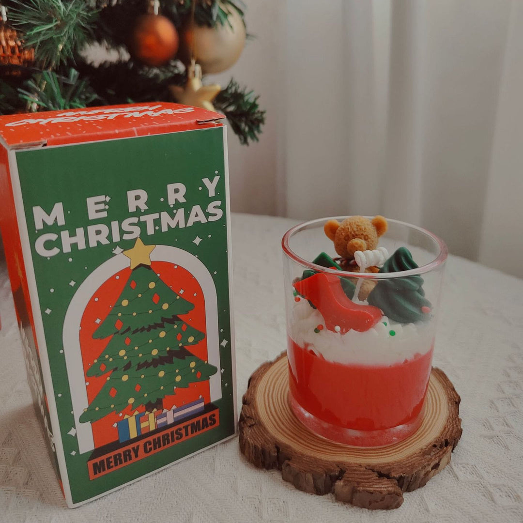 Vela navideña con forma de alce, muñeco de nieve y Papá Noel de Olivenorma 
