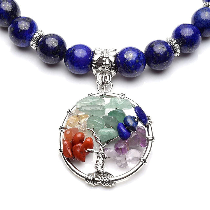 Pulsera de amatista con el árbol de la vida de los chakras.