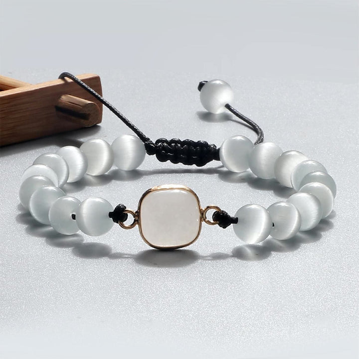 Pulsera de cuentas de opalita con piedra de ojo de gato de Olivenorma